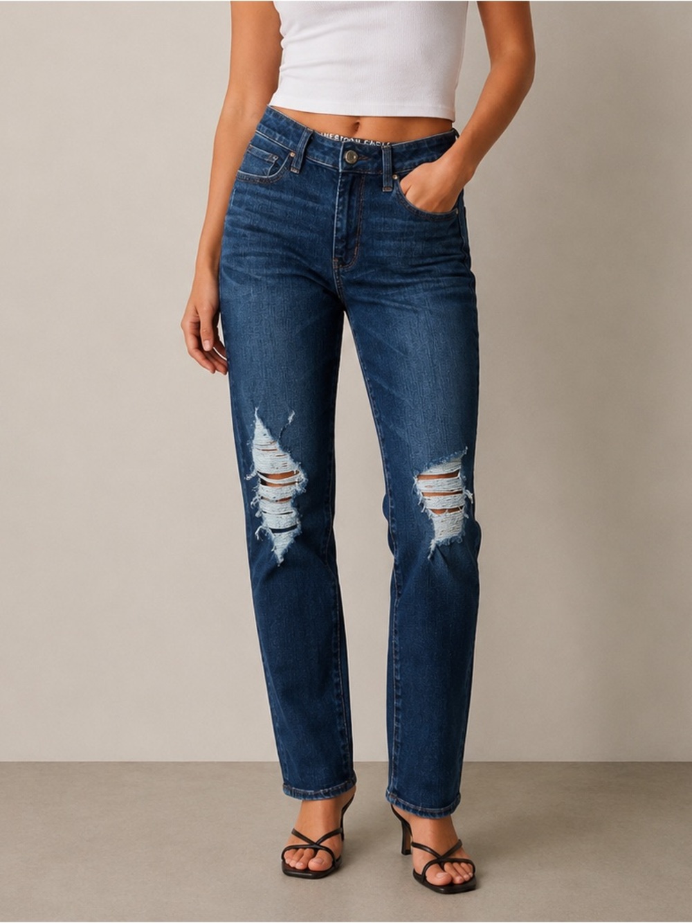 American Eagle 360 Next Level Stretch Distressed Skinny Jeans Dark Wash size 6S
